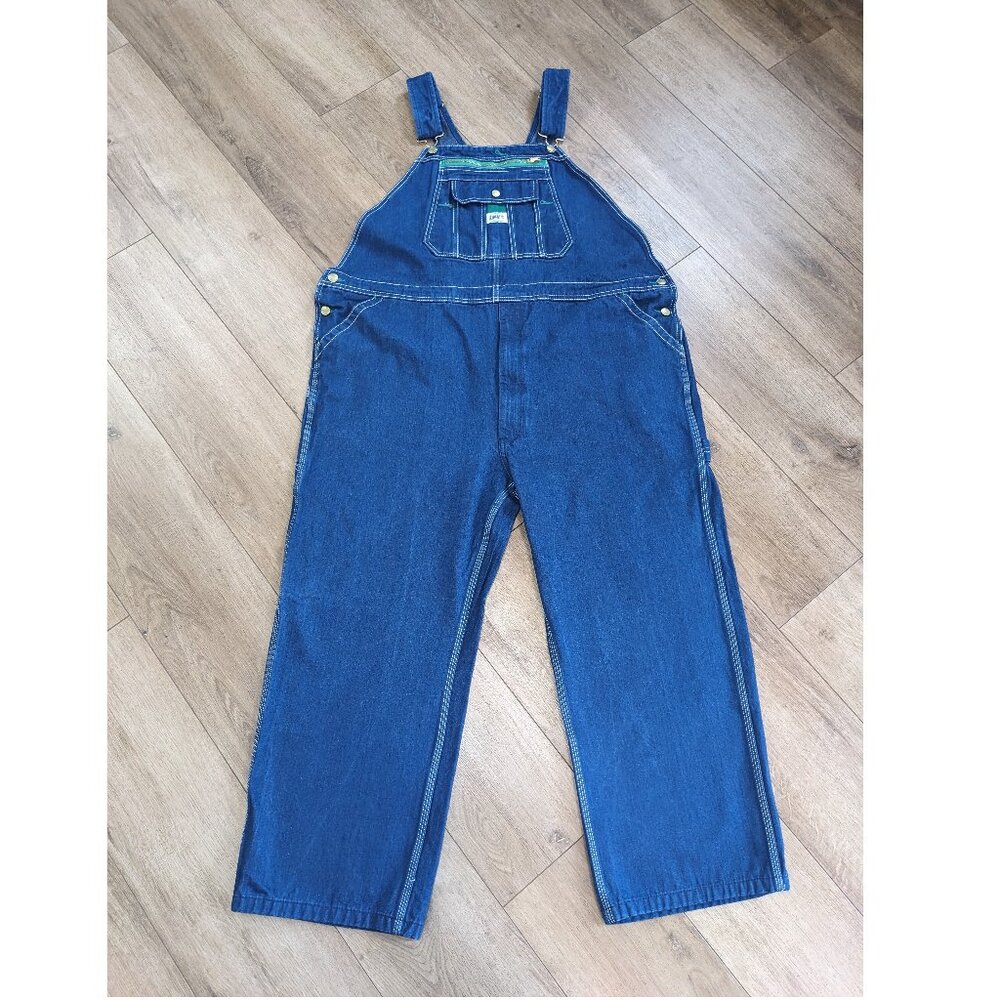 Liberty Denim Bib Overalls Blue Jean Mens Carpenter Workwear 46x26 Blue